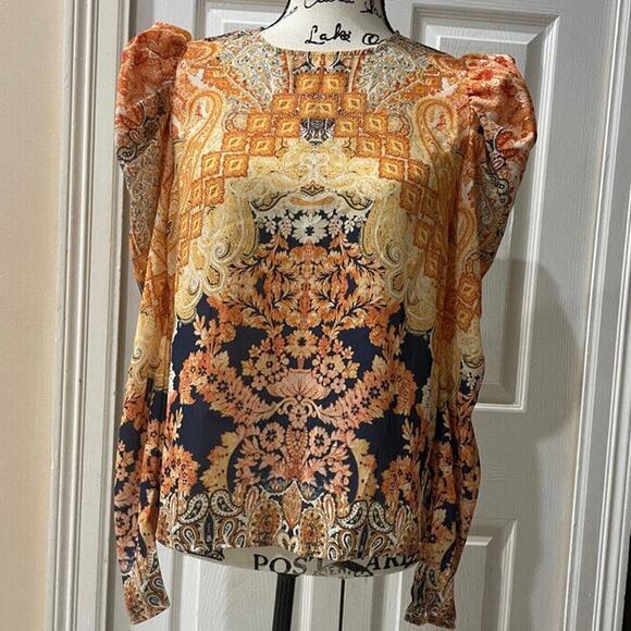 FLYING TOMATO BLOUSE BOROQUE PAISLEY SZ XS PUFFED SLEEVES FAIRY CORE - Picture 3 of 16